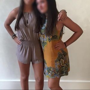 Gold and Paisley print dress with cutout on the back